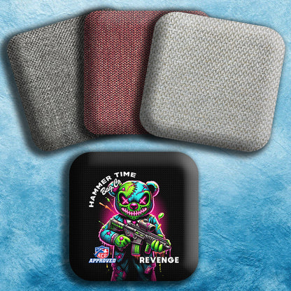 revenge aco stamped cornhole bags machine gun bear